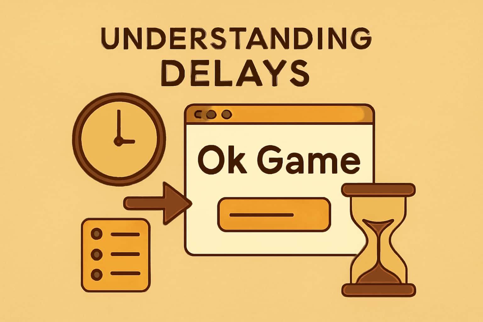 An informational graphic about delays in Ok Game, showcasing the title prominently.